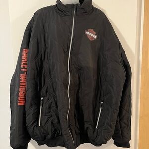 Harley-Davidson Black and Red Puffer Jacket for Men